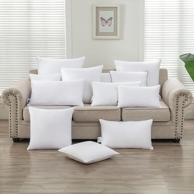 SleepMan Throw Pillow Inserts 16" x 26" (Pack of 1, White) Down Feather Pillow Stuffer Premium Decorative Pillows for Sofa Couch Bed