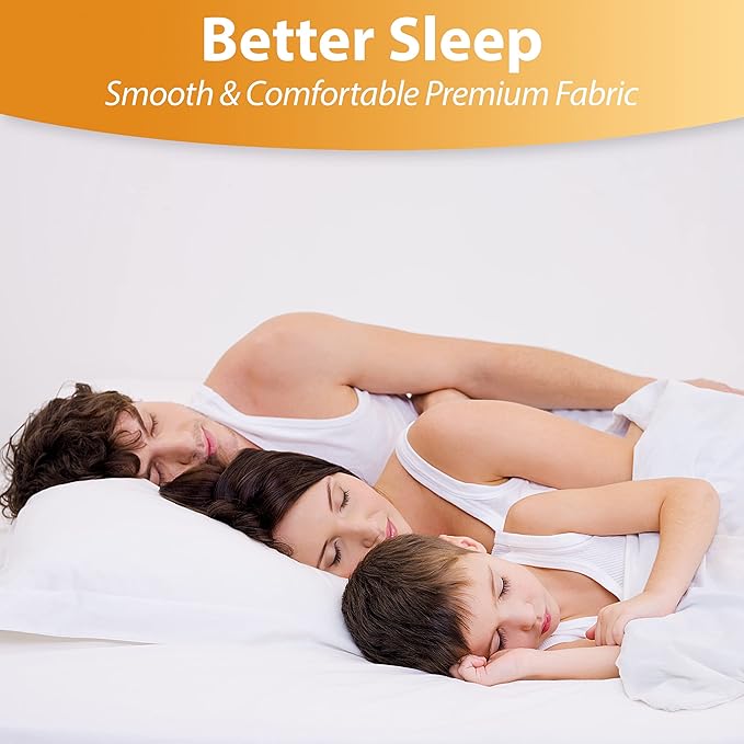 Waterproof Mattress Protector Queen Size - 6-Sided Zippered Mattress Encasement, Breathable Fabric Cover, Machine Washable, Fits Queen Mattress 60 x 80 Inches, Up to 16" Deep