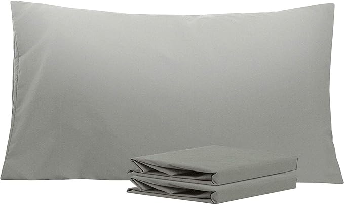 NTBAY King Pillowcase Set - 2 Pack Brushed Microfiber 20x40 Pillowcases - Soft, Wrinkle-Free, Fade-Resistant, Stain-Resistant, Smoke Grey Pillowcases with Envelope Closure - 20x40 Inches, Smoke Grey