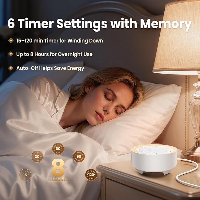 Kipcush Sleep Sound Machine - 21 High-Fidelity Non-Looping Sounds, Portable White Noise Machine for Baby, Kids & Adults, Dimmable Night Light, 6 Auto-Off Timers, USB Powered for Travel, Home & Office