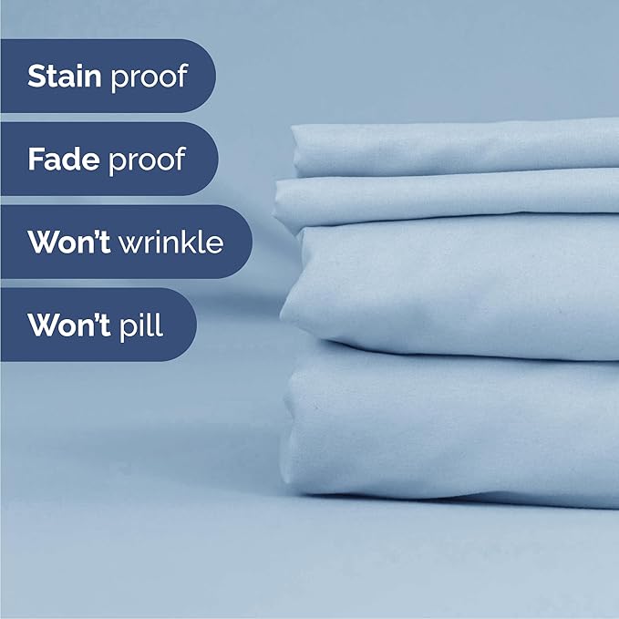 Queen 6 Piece Sheet Set - Comfy, Breathable & Cooling - Hotel Luxury Bedding for Women, Men, Kids, Teens & Children - 1 Flat & 1 Fitted Sheet & 4 Pillowcases w/ Deep Pockets - Wrinkle Free - Sky Blue