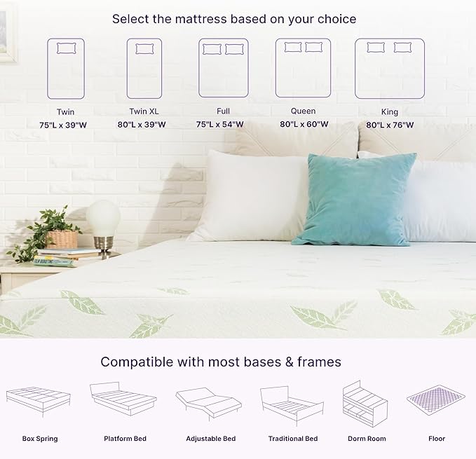 NapQueen King Size, 6 Inch Anula Green Tea Infused Memory Foam Mattress, Bed in a Box, CertiPUR-US Certified Mattress