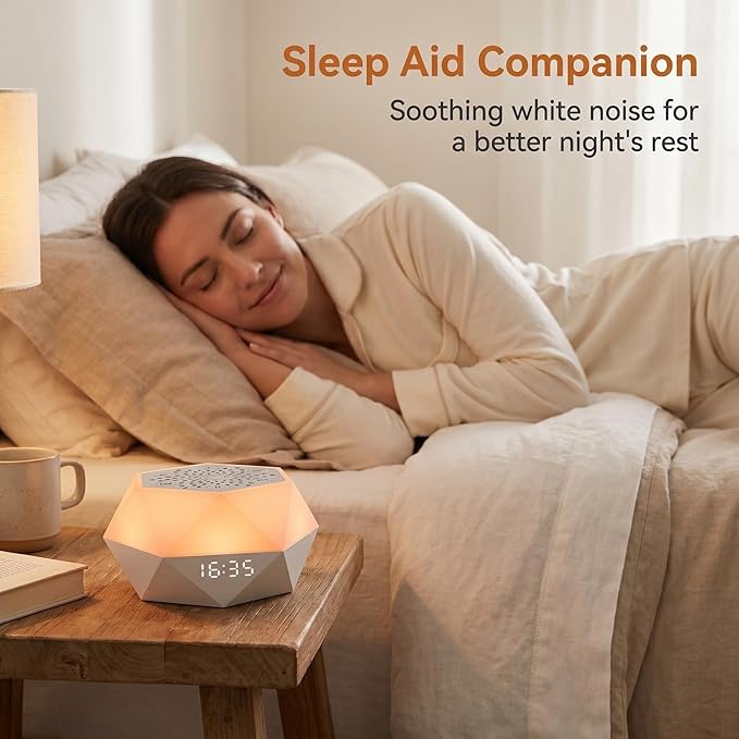 White Noise Sound Machine, Baby Sound Machine for Sleeping, 8 Night Light Colors, 32 Soothing Sounds, 4 Timer, Smart App & Touch Control, Portable Sleep Machines for Baby Kids Adults Home Travel