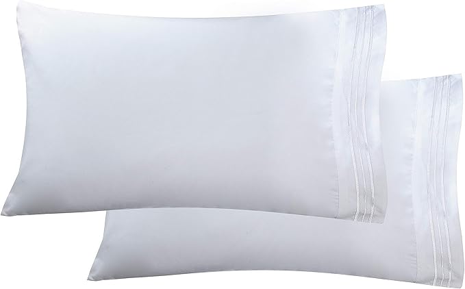 Elegant Comfort Luxury Ultra-Soft 2-Piece Pillowcase Set - 1500 Premium Hotel Quality Microfiber Double Brushed - Wrinkle Resistant, King Size, White (Pack of 2)