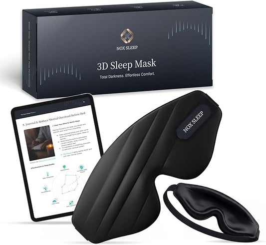 Nox Sleep 3D Sleep Mask for Men, 100% Blackout Eye Mask for Sleep, Ice Silk Lightweight Sleeping Mask for Side Sleepers, Soft Breathable Blindfold Perfect for Travel & Deep Sleep