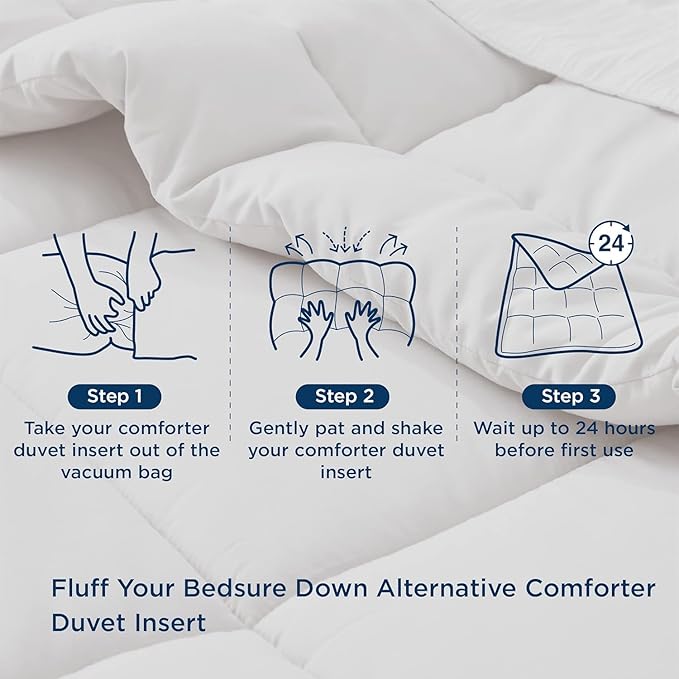 Bedsure Comforter Duvet Insert - Quilted Comforters Twin Size, All Season Duvet, GentleSoft Down Alternative Bedding Blanket, with 8 Tabs, Gifts for Women/Men, Dark Slate Blue, Twin 88 x 68 Inches