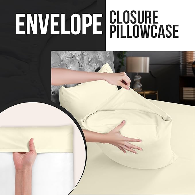 Utopia Bedding Queen Pillowcases - 4 Pack - Envelope Closure - Soft Brushed Microfiber Fabric - Shrinkage and Fade Resistant Pillow Covers Queen Size 20 X 30 Inches (Queen, Ivory)