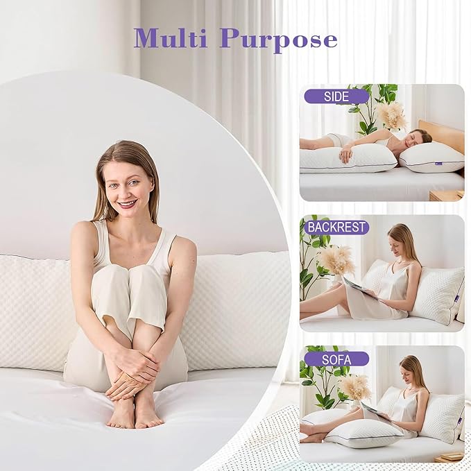 HOMELAB Cooling Adjustable Body Pillow (20x54) with White Bamboo Viscose Pillowcase Bundle, Full Body Support for Side Sleepers, Back, Hip & Knee Comfort, Shredded Memory Foam & Washable Cover