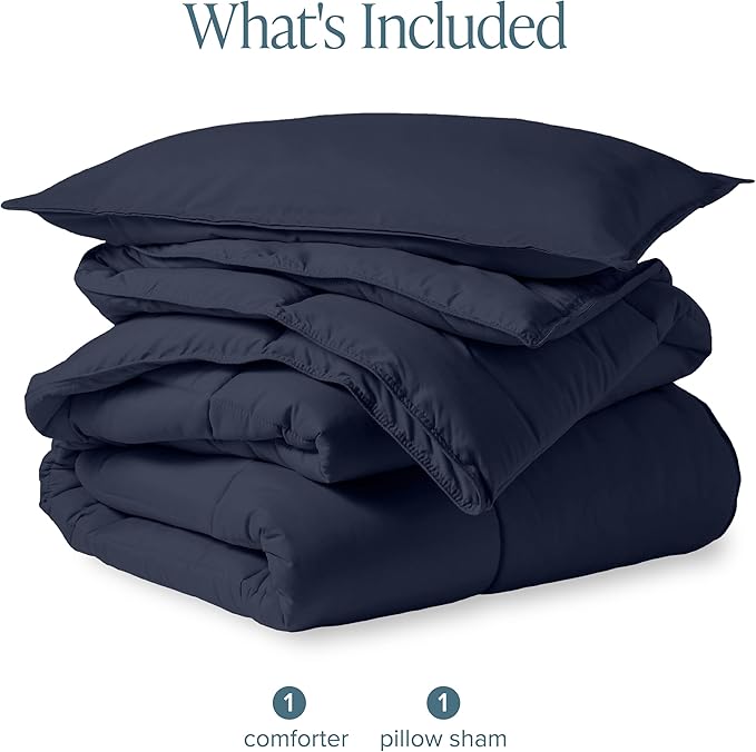 Bare Home Comforter Set - Twin/Twin Extra Long Size - Ultra-Soft - Goose Down Alternative - Premium 1800 Series - All Season Warmth (Twin/Twin XL, Midnight)