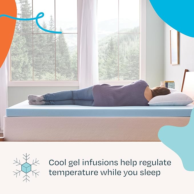 Linenspa Memory Foam Mattress Topper, Queen Size - 3 Inch Gel Infused Memory Foam - Plush Feel - Cooling and Pressure Relieving - CertiPUR Certified