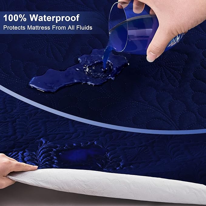 Sufdari King Waterproof Mattress Protector, Waterproof Mattress Cover,Breathable & Noiseless Mattress Pad, Waterproof Quilted Fitted Sheet Fits Up to 8-18" Deep Pocket