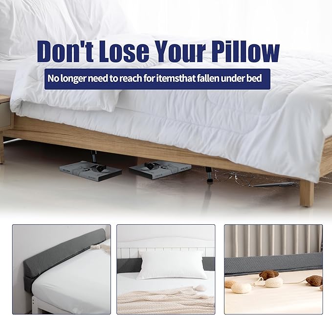 HOMBYS Wedge Pillow Headboard for Bed Gap,Foldable Bed Wedge Gap Filler King Size,Matterss Gap Filler,Multi Functional Bed Crack Pillow, Fill The Gap (0-7") Between Your Headboard and Mattress,Grey