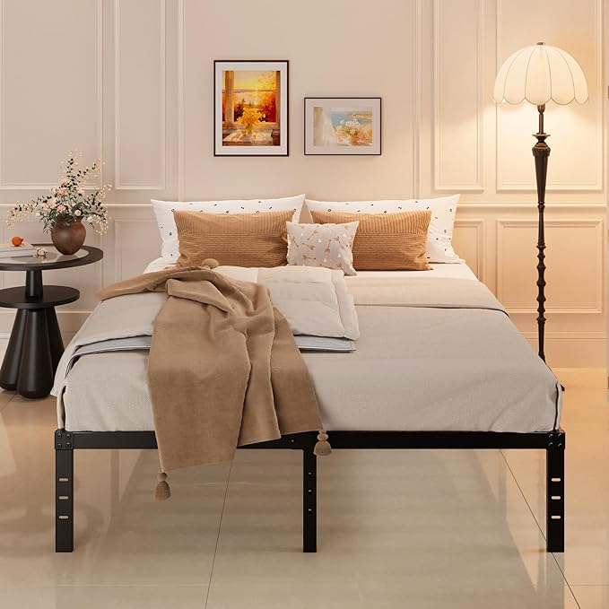 Maenizi California King Bed Frames, 16 Inch Heavy Duty Metal Platform Support Up to 3000 lbs with Steel Slat, No Box Spring Needed, Easy Assembly, Noise Free, Black