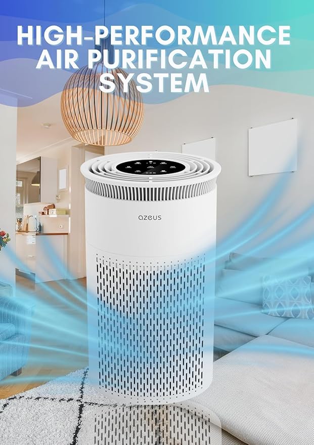 AZEUS Air Purifier for Home Pets Hair Dust in Bedroom Up Top 843 ft² H13 True HEPA Filter, 25db Filtration System Cleaner Odor Eliminators, Ozone Free, Remove 99.97% Dust Smoke VOCs