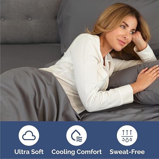 Cal King 6 Piece Sheet Set - Comfy, Breathable & Cooling - Soft Hotel Luxury Bedding for Women, Men, Kids, Teens and Children - 1 Flat & 1 Fitted Sheet & 4 Pillowcases with Deep Pockets - Dark Grey