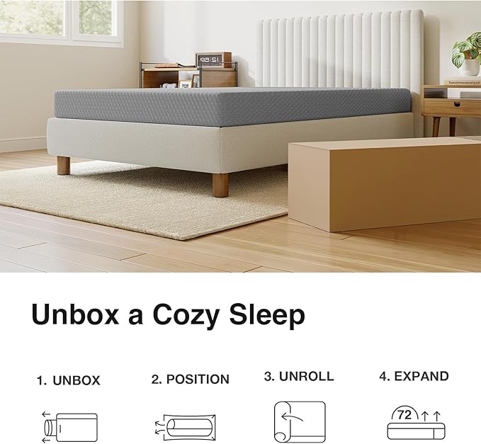 Novilla 8 Inch Twin Mattress, Cooling Memory Foam Mattress Twin Size for Quick Asleep & Pressure Relief, Twin Bed Mattresses with Thermally Balanced Foam Core for Enhanced Support & Breathability,grey