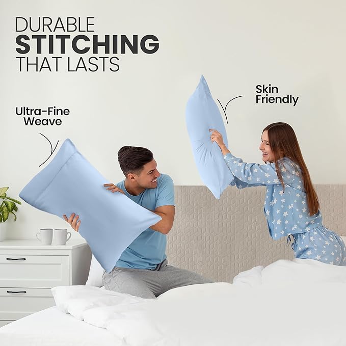 Utopia Bedding Queen Pillow Cases - 2 Pack - Envelope Closure - Soft Brushed Microfiber Fabric - Shrinkage and Fade Resistant Pillow Covers Queen Size 20 X 30 Inches (Queen, Ice Blue)