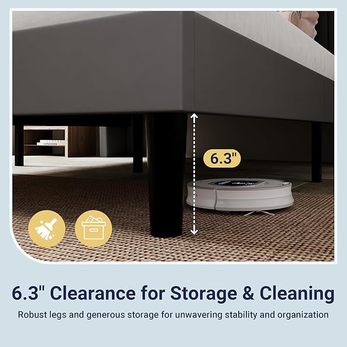 Allewie Queen Size Platform Bed Frame with USB Charging Station and Storage Shelf/Upholstered Velvet Wingback Headboard/Wooden Slats Support/No Box Spring Needed/Easy Assembly, Grey