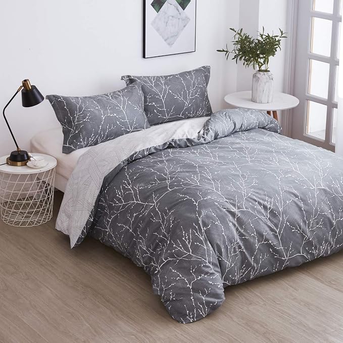 OAITE Duvet Cover Set,100% Cotton Comforter Cover with Floral Pattern Duvet Cover Set,Soft Bedding Set Includes with 3 Piece (2 Pillow Shams,1 Duvet Cover)