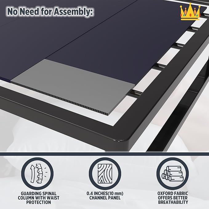 10mm Bunkie Board (54”x75”Full Size) Lightweight Design | Low Profile Bed Support, Breathable, Noise Minimizing, Moisture Resistant | Folding Box Support Board | Split Fully Assembled