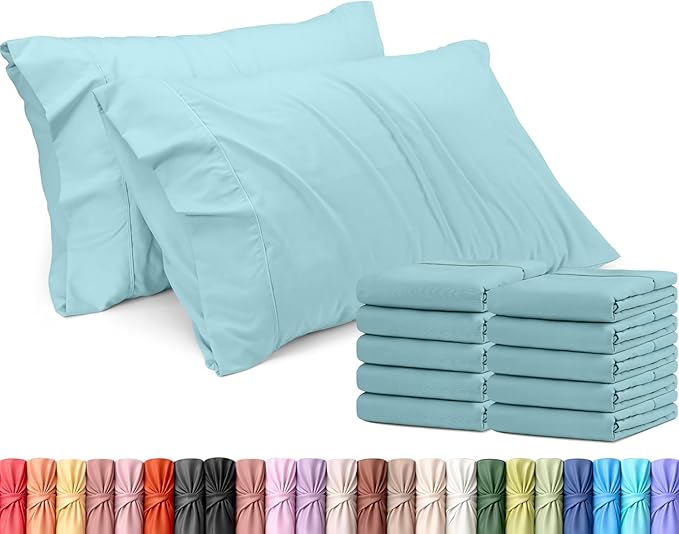 Utopia Bedding Queen Pillow Cases - 12 Pack - Envelope Closure - Soft Brushed Microfiber Fabric - Shrinkage and Fade Resistant Pillow Covers Queen Size 20 X 30 Inches (Queen, Spa Blue)