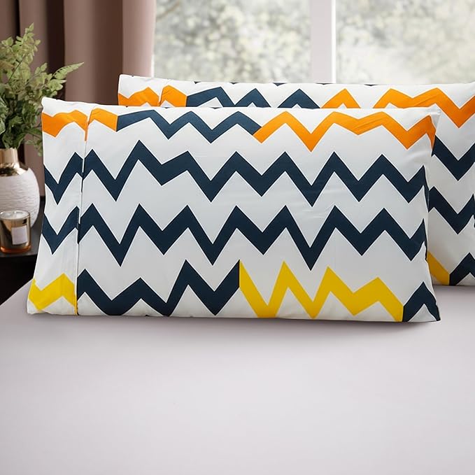 Elegant Comfort Luxury Ultra-Soft 2-Piece Pillowcase Set - 1500 Premium Hotel Quality Microfiber Double Brushed - Wrinkle Resistant, Standard/Queen, Chevron Pattern Colorful