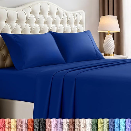 Utopia Bedding Full Size Sheet Set – 4 Piece Bed Sheets, Soft and Breathable Microfiber, Includes 1 Fitted Sheet, 1 Flat Sheet and 2 Pillowcases – Oeko Tex (Royal Blue)