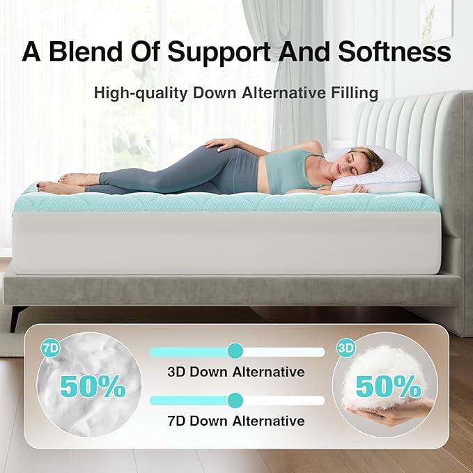 Novilla Cooling Mattress Topper California King, Cooling Infused Mattress Pad for Hot Sleepers, Breathable Mattress Cover with Deep Pocket, Soft Down Alternative Bed Topper for Back Pain Relief