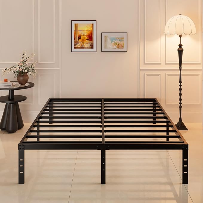 Maenizi Full Size Bed Frame No Box Spring Needed, 16 Inch Heavy Duty Metal Platform Bed Frame Full Support Up to 3000 lbs, Easy Assembly, Noise Free, Black