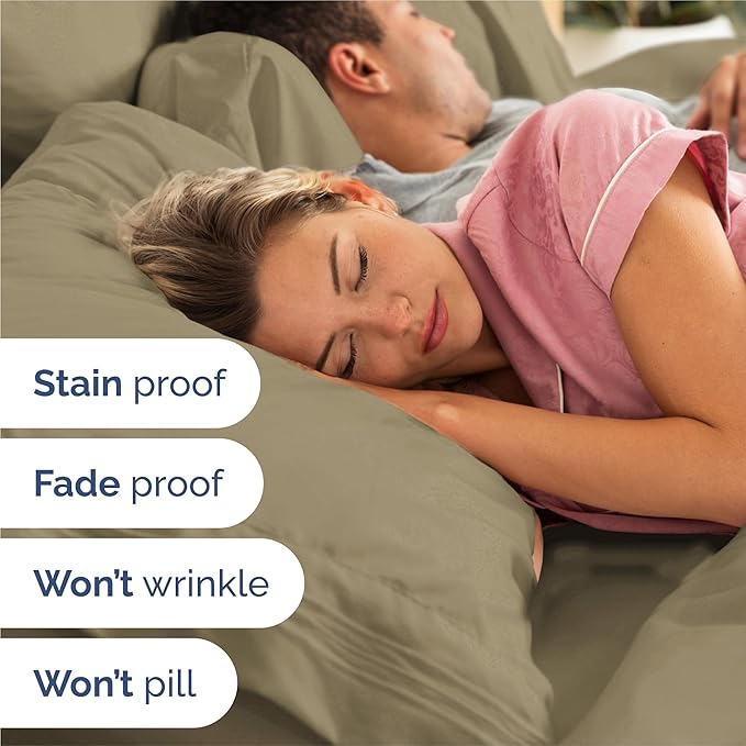 Split King Size 5 Piece Sheet Set - Comfy Breathable & Cooling Sheets - Hotel Luxury Bed Sheets for Women & Men - Deep Pockets, Easy-Fit, Soft and Wrinkle Free Sheets - Khaki Oeko-Tex Bed Sheet Set