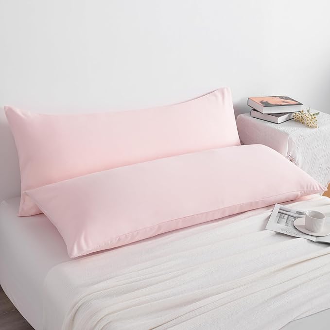 NTBAY Body Pillow Cases Set of 2, 2 Pack Brushed Microfiber 20x54 Pillow Cases, Soft, Wrinkle, Fade, Stain Resistant Blush Pink Pillow Cases with Envelope Closure, 20x54 Inches, Blush Pink