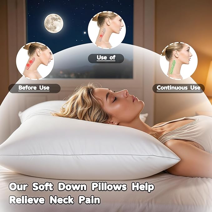 Canadian Goose Down Pillows King Size Set of 2,80% Goose Down and 20% Goose Feathers Goose Feathers,1940+ Fill Power White Down Pillow with 800 Thread Count Cotton Shell (White 20"x36" 2 Pack)