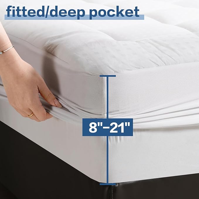 LEISURE TOWN Cotton Mattress Pad Twin XL Size Fitted Quilted Mattress Cover Pillow Top Mattress Topper Cooling Soft Breathable Mattress Protector with 8-21 Deep Pocket,Machine Washable (39x80 White)
