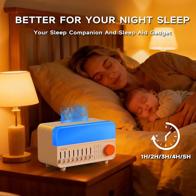 TMEHM 4-in-1 Sleep Sound Machine with White Noise & 8 Nature Sounds, Bluetooth Speaker, Night Light & Aroma Diffuser with Timer for Baby, Kids and Adults (Matte White)
