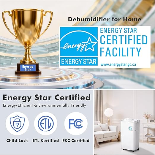 80Pints Dehumidifier with Drain Hose, 5,500 Sq.Ft Dehumidifier for Basement, 5L/1.32 Gallon Tank, Energy Star Cert. 42dB, Humidity Display Ring, Humidity Remover for Home, Bedroom & Bathroom