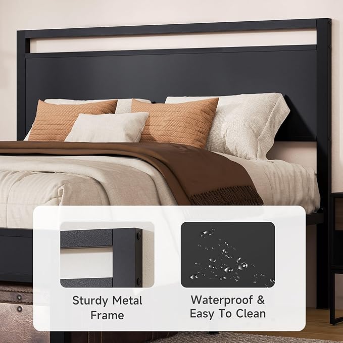 Z-hom Easy Assembly Sturdy Metal Platform Bed, Full Size Bed Frame with Headboard & Footboard, Anti-Slip & Silent Support, No Box Spring Needed with Underbed Storage, Modern Bedroom Furniture, Black