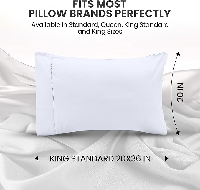 Utopia Bedding Pillow Covers King Standard Size 2-Pack – Soft Brushed Microfiber – Perfect for Hospitals, Hotels, Guest Rooms – Oeko-TEX Certified, 20x36 Inches (White)