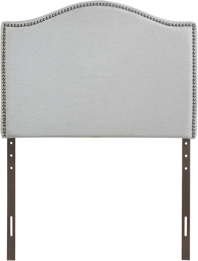 Modway Curl Linen Fabric Upholstered Twin Headboard with Nailhead Trim and Curved Shape in Gray,MOD-5209-GRY,Sky Gray