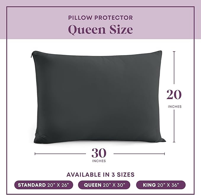 CirclesHome Pillow Protectors 2 Pack Queen Zippered - 100% Cotton Breathable Pillowcases - Protects Pillows from Dirt, Dust and Debris (Queen- Set of 2 - 20x30)