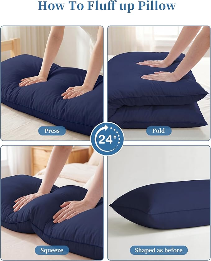 YZ HOME Memory Foam Body Pillow Insert - Full Body Pillow for Adults - Soft Large Long Bed Pillow for Side Sleeper (Navy, 20 Inchx54 Inch)
