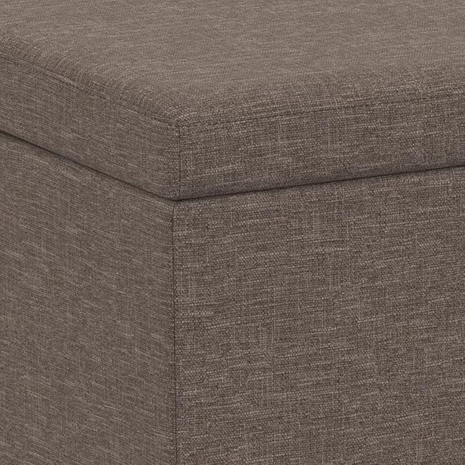 SIMPLIHOME Avalon Extra Large Storage Ottoman Bench - 54 inch Wide Upholstered Linen Look Fabric Rectangular Lift-Top Ottoman in Fawn Brown, Contemporary Bench for Living Room with Hidden Storage