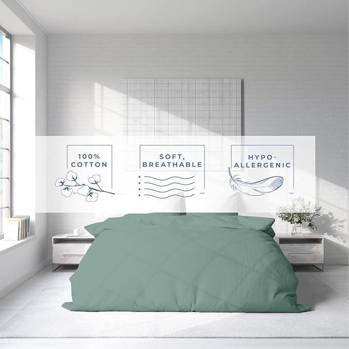 Kotton Culture 3 Pc King Size Duvet Cover Set- 100% Egyptian Cotton 600 Thread Count Ultra Soft Premium Durable Comforter Cover Zipper Closure & Corner Ties (Aqua Green, King 104"x94")