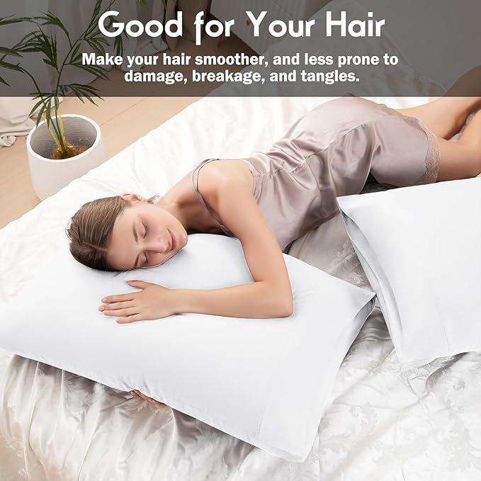 Pillowcases Standard Size 2 Pack, Cooling Viscose Pillow Cases with Envelope Closure, Cool & Breathable Pillow Cover for Hot Sleepers and Night Sweats, 20" x 26"
