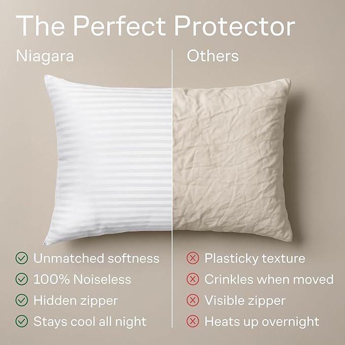 Set of 2 Pillow Protectors with Zipper Standard Size - 100% Resistant to Stains, Dust & Dirt - Washable Covers for Increased Pillow Lifespan
