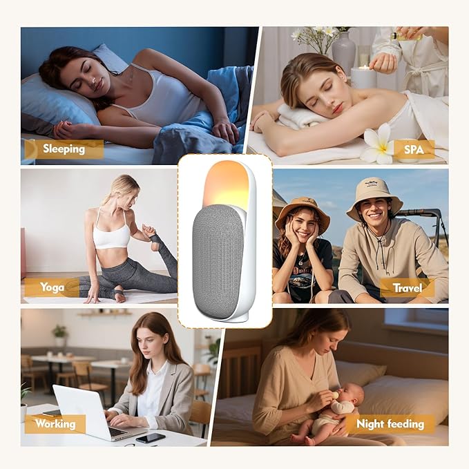 Sound Machine Night Light White Noise Machine with BT Speaker,6 Soothing Sounds,White Noise Sound Machine with Convenient Timer Options,for Baby Kids Adult Home Office Travel