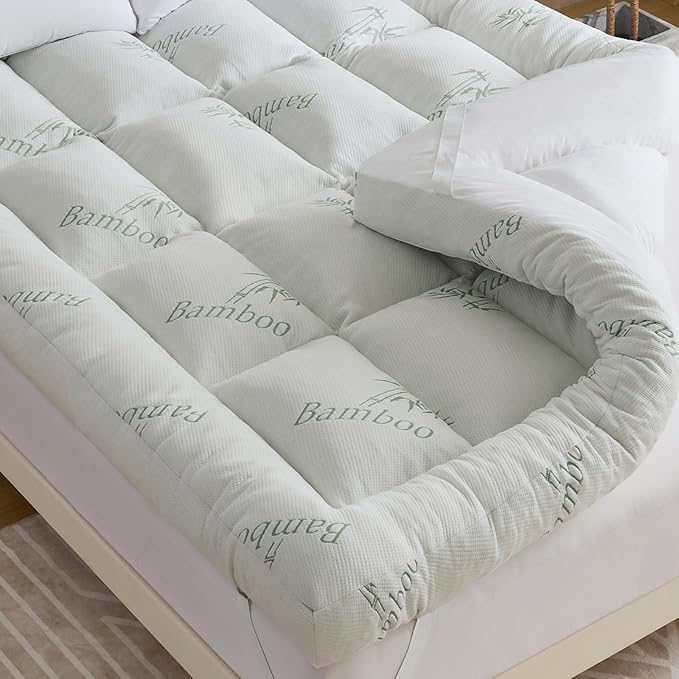 WhatsBedding 5 Inch Memory Foam Mattress Topper Twin Size for Back Pain Relief, with Cooling Breathable Bamboo Viscose Air Layer, Soft Pillow Top Mattress Topper, 75x39x5in