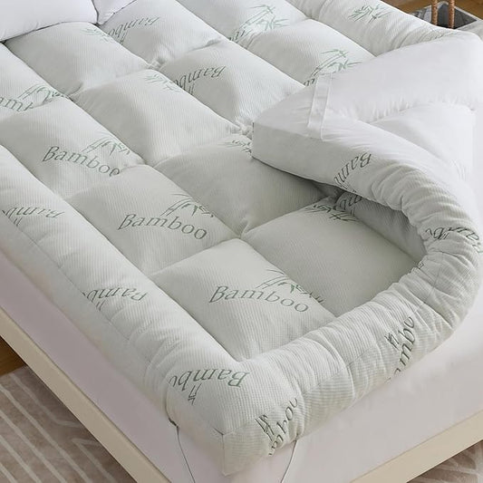 WhatsBedding 5 Inch Memory Foam Mattress Topper Twin Size for Back Pain Relief, with Cooling Breathable Bamboo Viscose Air Layer, Soft Pillow Top Mattress Topper, 75x39x5in