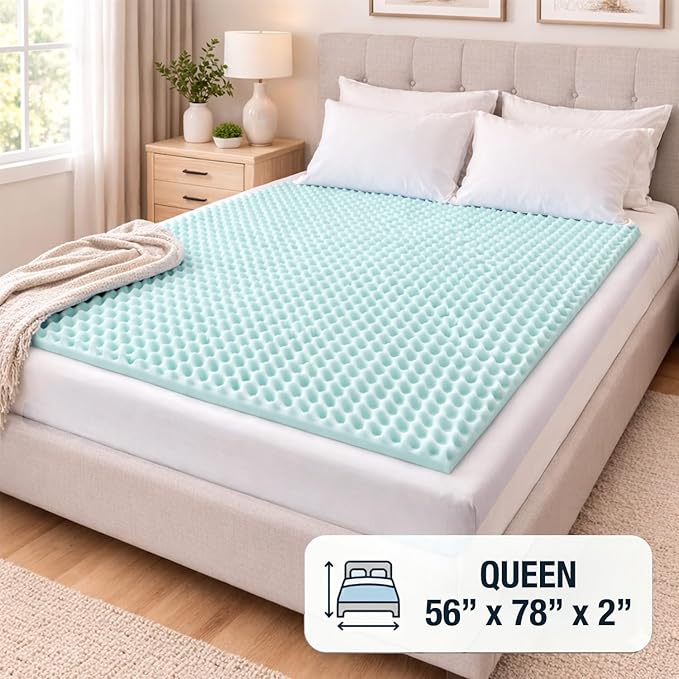 DMI Foam Mattress Topper, Egg Crate Foam Pad, Mattress Pad And Bed Topper For Support, Air Circulation, Pressure Relief And Weight Distribution, Queen Size Mattress, 56 x 78 x 2