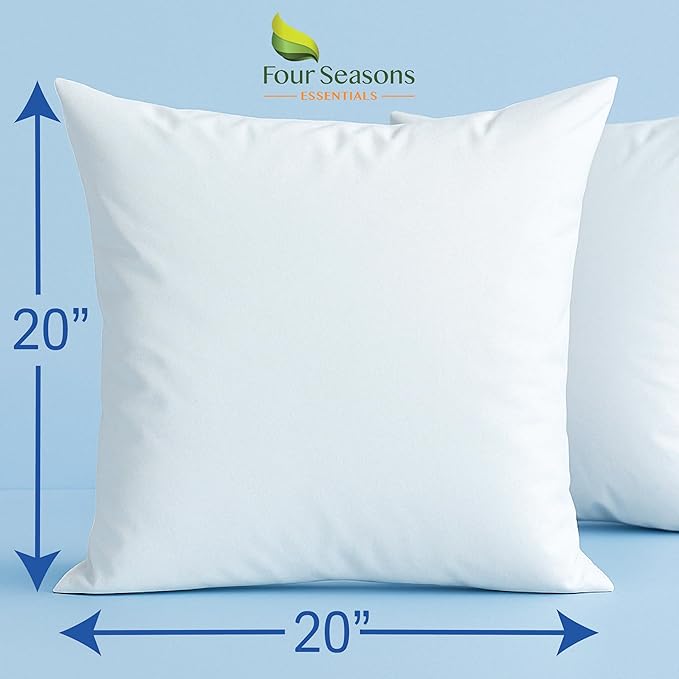 Throw Pillow Covers (Set of 2) - Square 20x20 - Pillow Protectors Waterproof Hypoallergenic Dust Proof Zippered Encasement