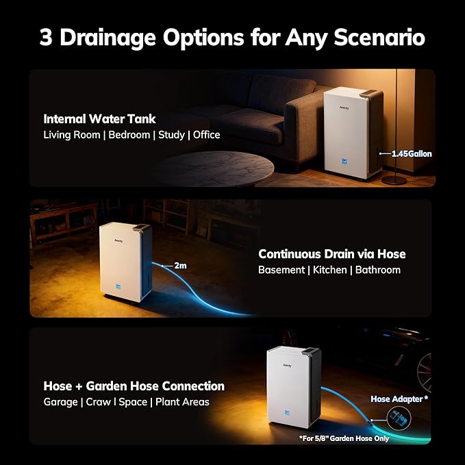 AEOCKY 4500 Sq.Ft Energy Star Most Efficient 2025 Dehumidifier, Max 80 Pint/Day Smart Compressor Dehumidifier with Drain Hose, Intelligent Humidistat,for Basement,Bedroom,Home,Bathroom